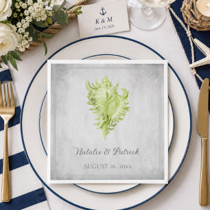 Green Conch Shell Wedding Paper Napkins