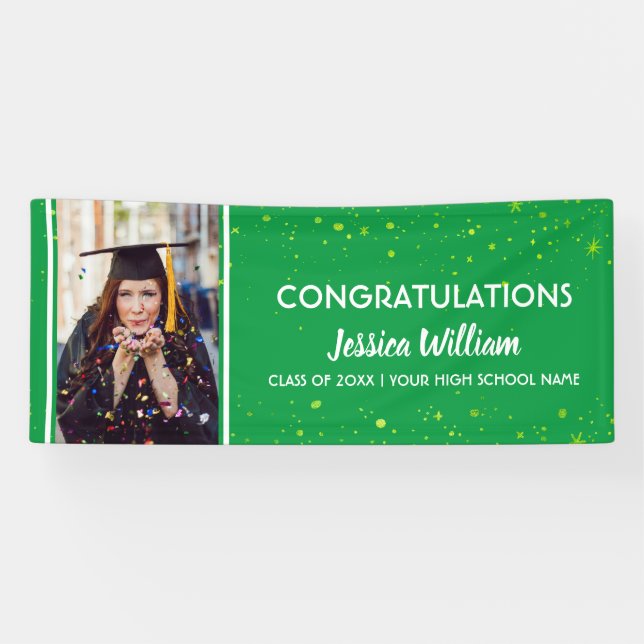 Green Confetti 2023 Graduate Photo Graduation Banner (Horizontal)