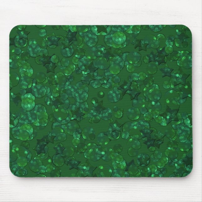 Green, confetti, glitter mouse mat (Front)