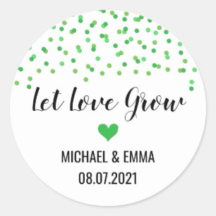 Green Confetti Heart Let Love Grow Classic Round Sticker