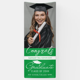 Green Congrats Grad Photo Vertical Graduation   Banner