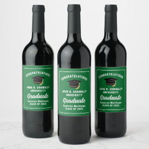 Green Congratulations Custom Graduation Party Wine Label