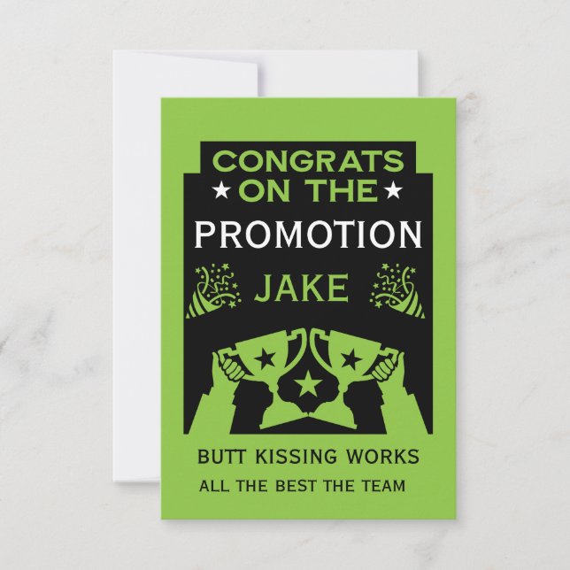 Green Congratulations On The Job Promotion Card (Front)
