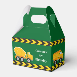 Green Construction Trucks Kids Birthday Party Favour Box