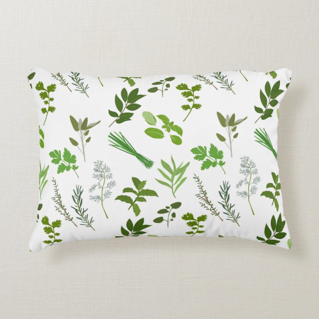 Green Cooking Culinary Garden Herbs  Decorative Cushion (Front)