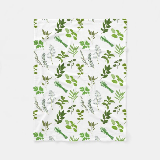 Green Cooking Culinary Garden Herbs  Fleece Blanket (Front)