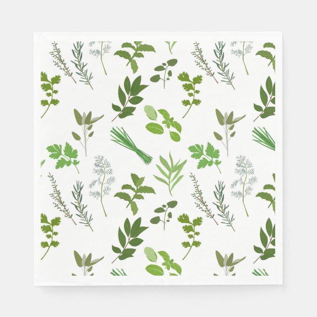 Green Cooking Culinary Garden Herbs  Napkin (Front)