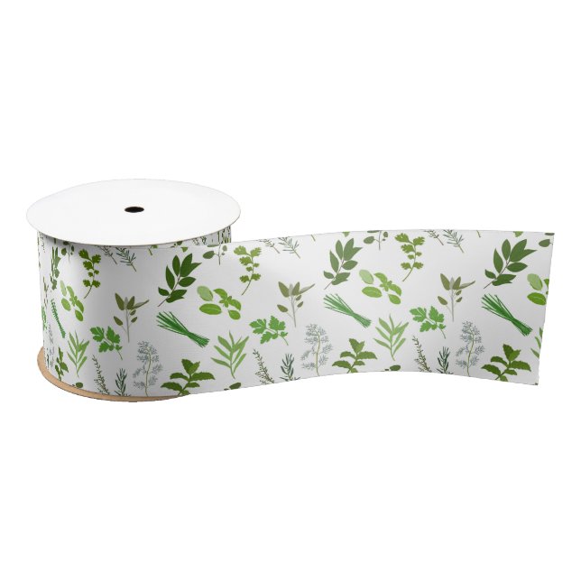 Green Cooking Culinary Garden Herbs  Satin Ribbon (Spool)