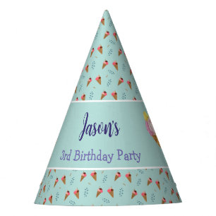 Green Cool Ice Cream Cone Kids Birthday Party Hat