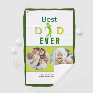 Green Cool Photo Golfer Best Dad Ever Fathers Day Golf Towel