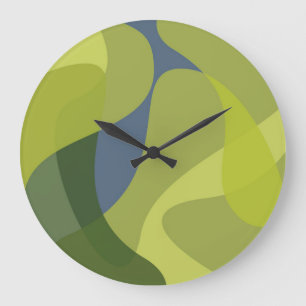Green, cool, trendy, modern wavy organic shapes large clock