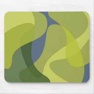 Green, cool, trendy, modern wavy organic shapes mouse mat