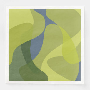 Green, cool, trendy, modern wavy organic shapes napkin