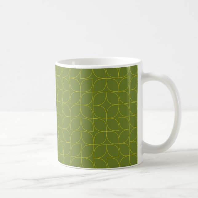 Green, cool, trendy, playful leaf abstraction coffee mug (Right)