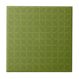 Green, cool, trendy, playful leaf abstraction tile