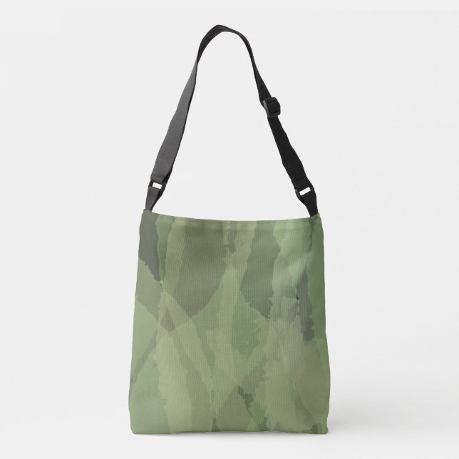Green, cool, trendy watercolor abstract pattern crossbody bag (Back)