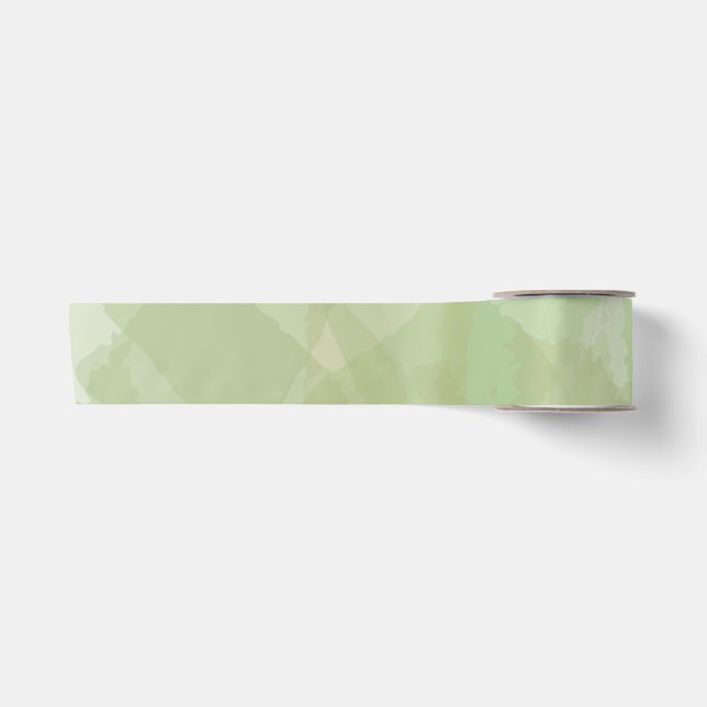 Green, cool, trendy watercolor abstract pattern satin ribbon (Front)