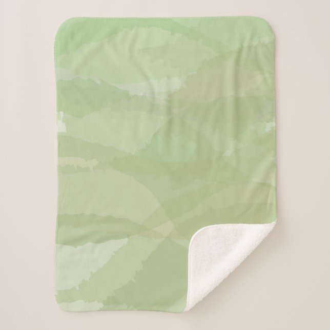 Green, cool, trendy watercolor abstract pattern sherpa blanket (Front)