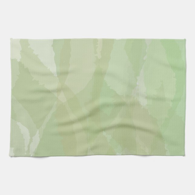 Green, cool, trendy watercolor abstract pattern tea towel (Horizontal)