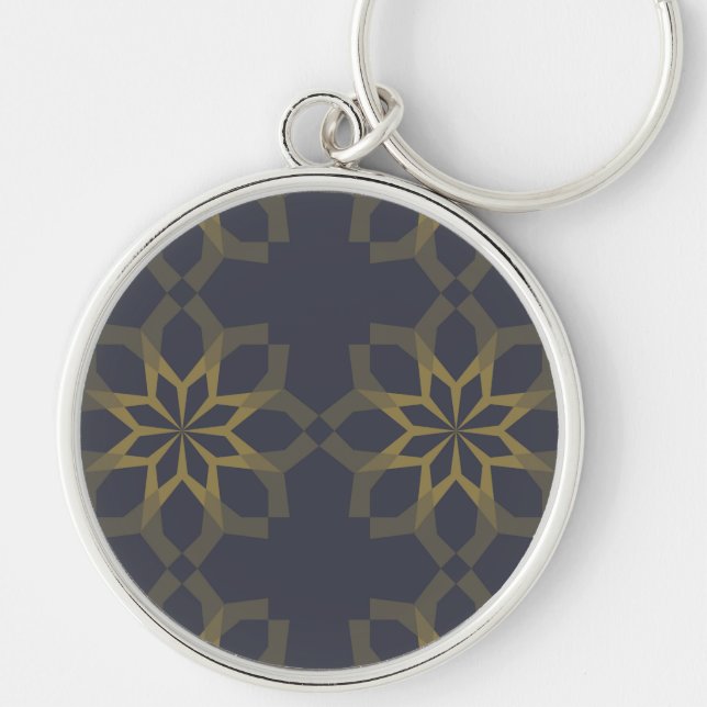 Green, cool, unique, trendy flower abstraction key ring (Front)