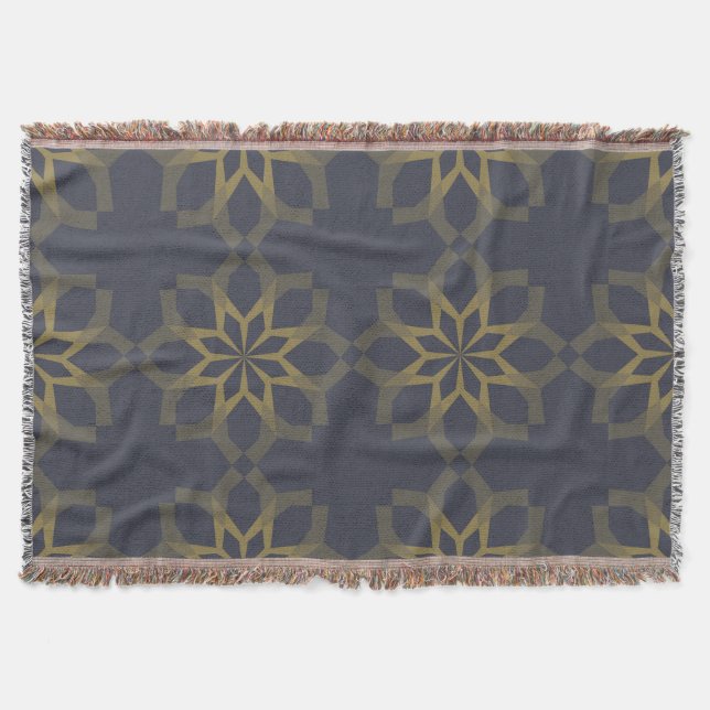 Green, cool, unique, trendy flower abstraction throw blanket (Front)