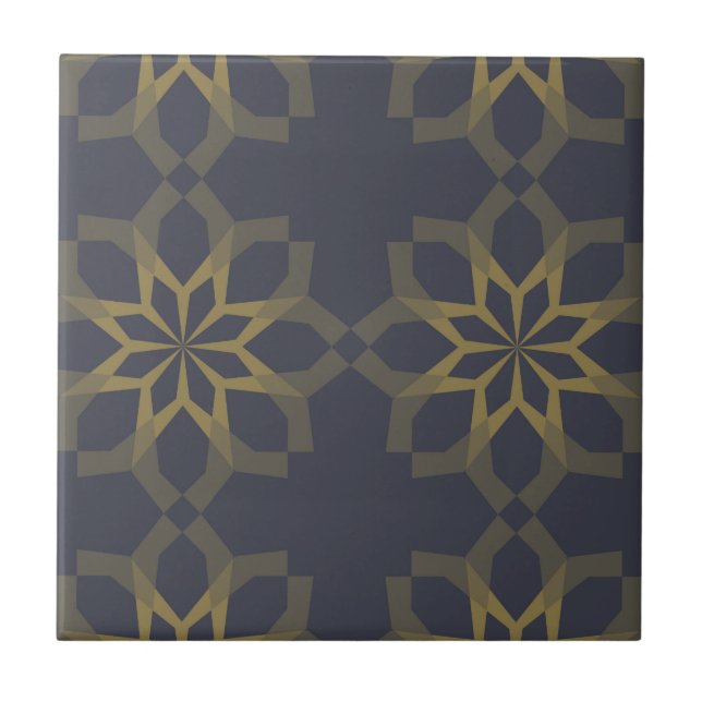 Green, cool, unique, trendy flower abstraction tile (Front)