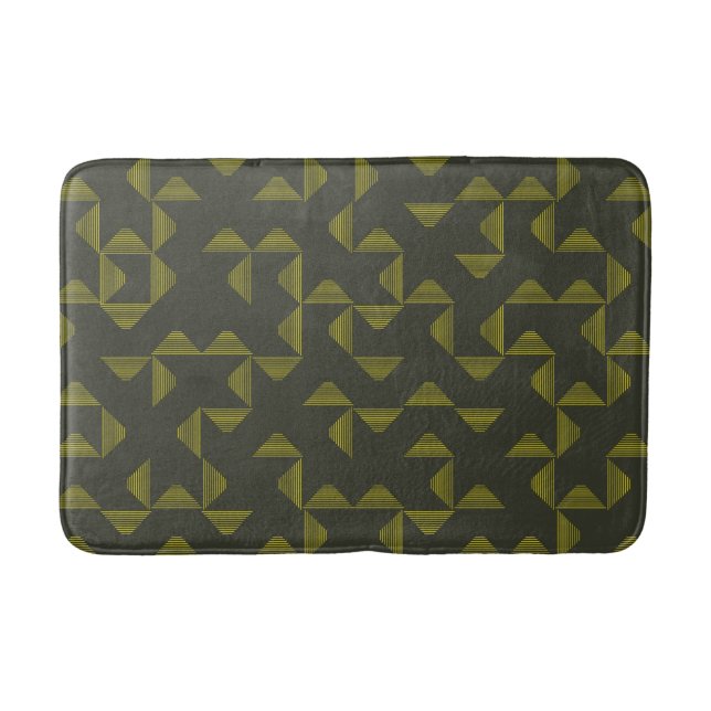 Green, cool, unique, trendy triangles pattern bath mat (Front)