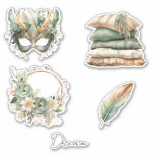 Green Copper Feathers Mask Boho