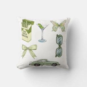 Green Coquette Aesthetic Sticker Set Vintage Car Cushion