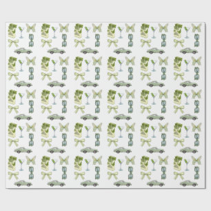 Green Coquette Aesthetic Sticker Set Vintage Car Wrapping Paper