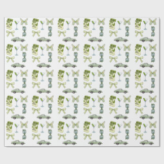 Green Coquette Aesthetic Sticker Set | Vintage Car Wrapping Paper