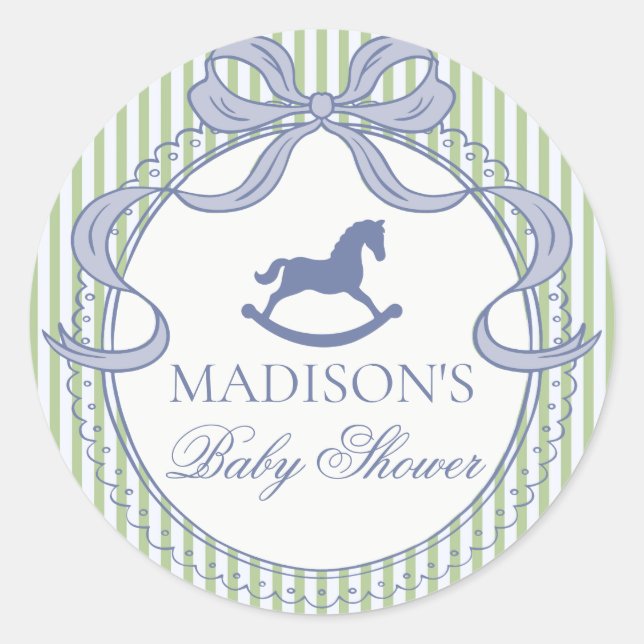 Green Coquette Bow Horse Baby Shower Envelope Seal (Front)