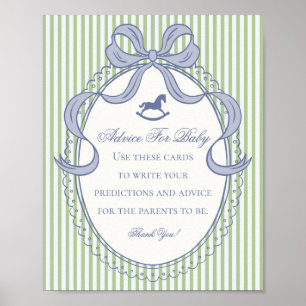 Green Coquette Bow Rocking Horse Advice for Baby Poster
