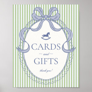 Green Coquette Bow Rocking Horse Cards & Gifts Poster