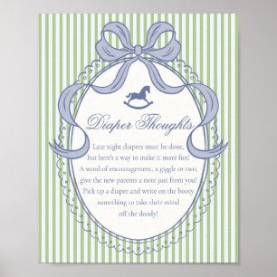 Green Coquette Bow Rocking Horse Diaper Thoughts Poster