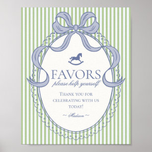 Green Coquette Bow Rocking Horse Favors Sign