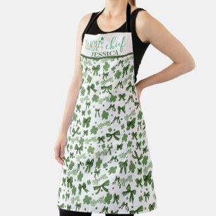 Green Coquette Lucky St Patrick's Day Pattern Apron
