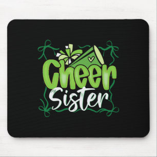 Green Coquette Pom Poms Bow Cheer Sister Cheerlead Mouse Mat