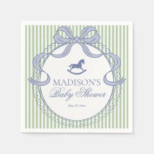 Green Coquette Rocking Horse Baby Shower Dessert Napkin