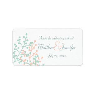 Green & Coral Custom Wedding Favour Label Stickers
