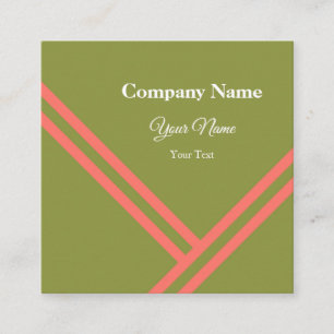 Green Coral Diagonal Stripes Modern Graphic Design Square Business Card