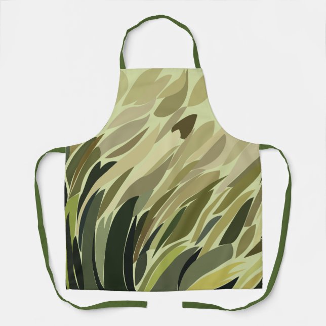 Green Cornfield Plant Nature Pattern Apron (Front)