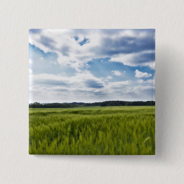 Green Cornfields and Blue Skies 15 Cm Square Badge (Front)
