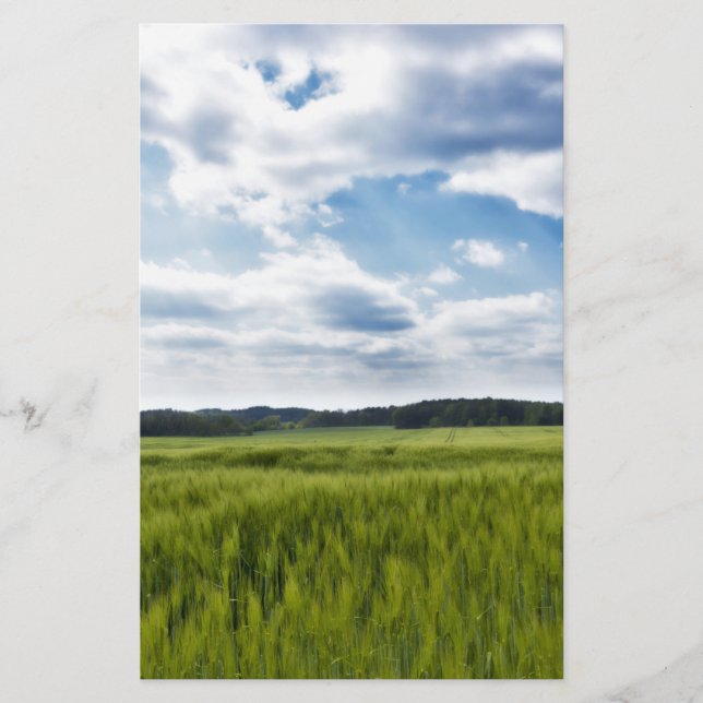 Green Cornfields and Blue Skies Stationery (Front)