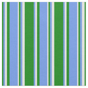Green, Cornflower Blue & Light Cyan Coloured Lines Fabric