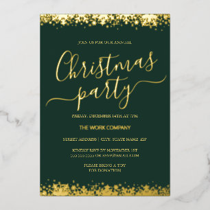Green Corporate Christmas Party Gold Snowflake