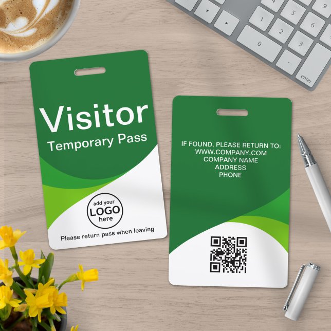 Green Corporate Visitor Pass ID QR Code Badge (Creator Uploaded)