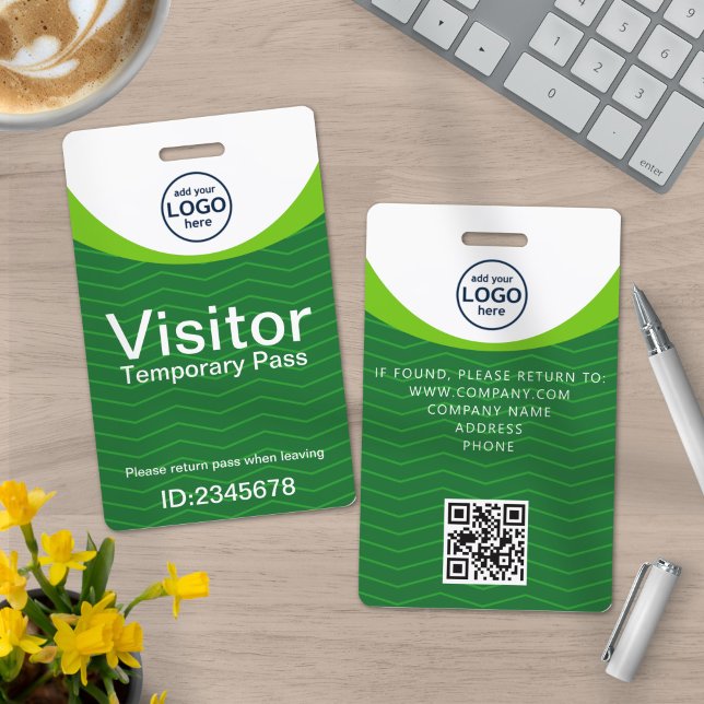 Green Corporate Visitor Pass ID QR Code Badge (Creator Uploaded)