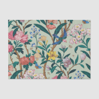 Green Cottagecore Vintage Floral Girly Monogram  Tissue Paper