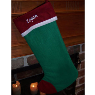 Green Cotton with Red Cuff Christmas Stocking